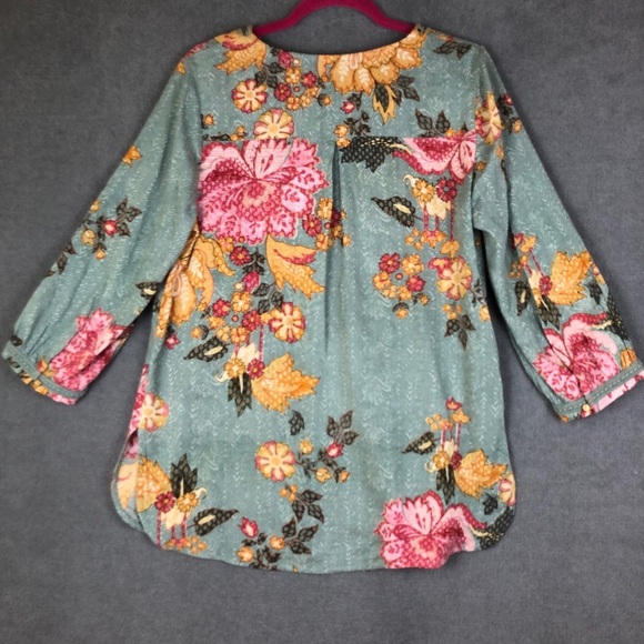 Soft surroundings floral boho cottagecore tassel tunic top size S - Picture 7 of 9